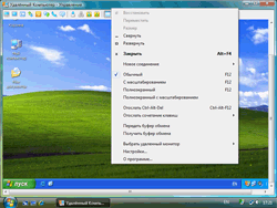 Radmin Viewer - Экран удаленного рабочего стола: меню